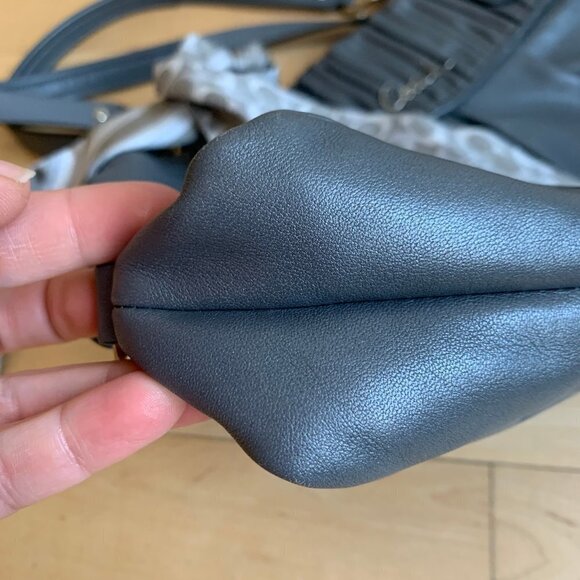 COACH Gray Pleated Leather "Ashley" Bag w/Scarf - Picture 5 of 10